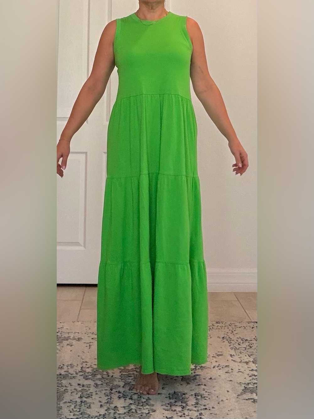 next Bright Green Sleeveless Tiered Maxi Skirt